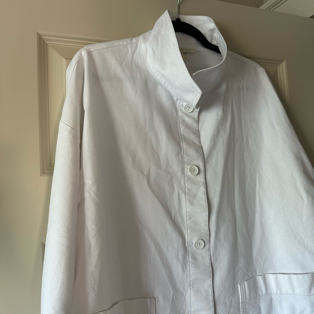 Eileen Fisher Stand Collar Jacket in White - Picture 7 of 10